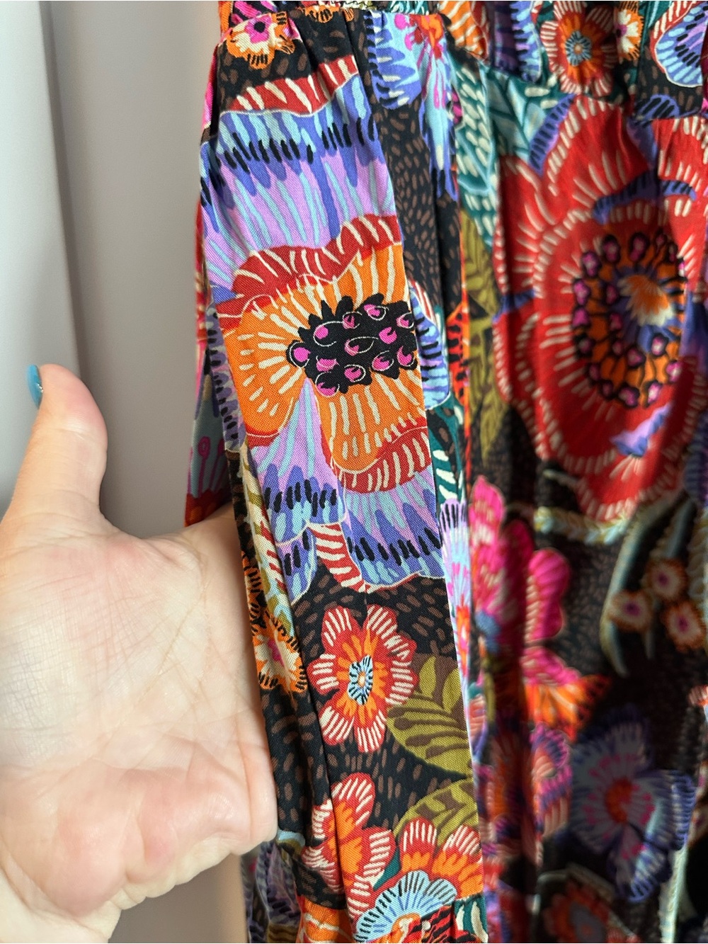 Torrid Floral Print Elastic Waist Maxi Dress in Pink, Orange, Black - Picture 3 of 5